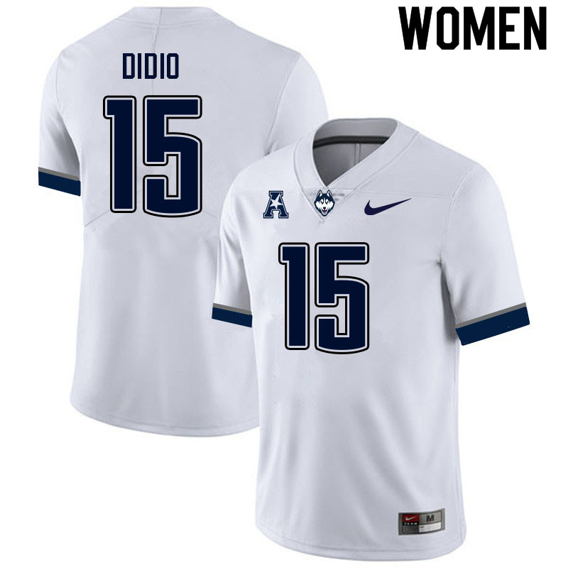 Women #15 Mark Didio Uconn Huskies College Football Jerseys Sale-White - Click Image to Close